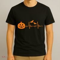 Halloween Pumpkin Heartbeat Pulse T-Shirt thumb 3