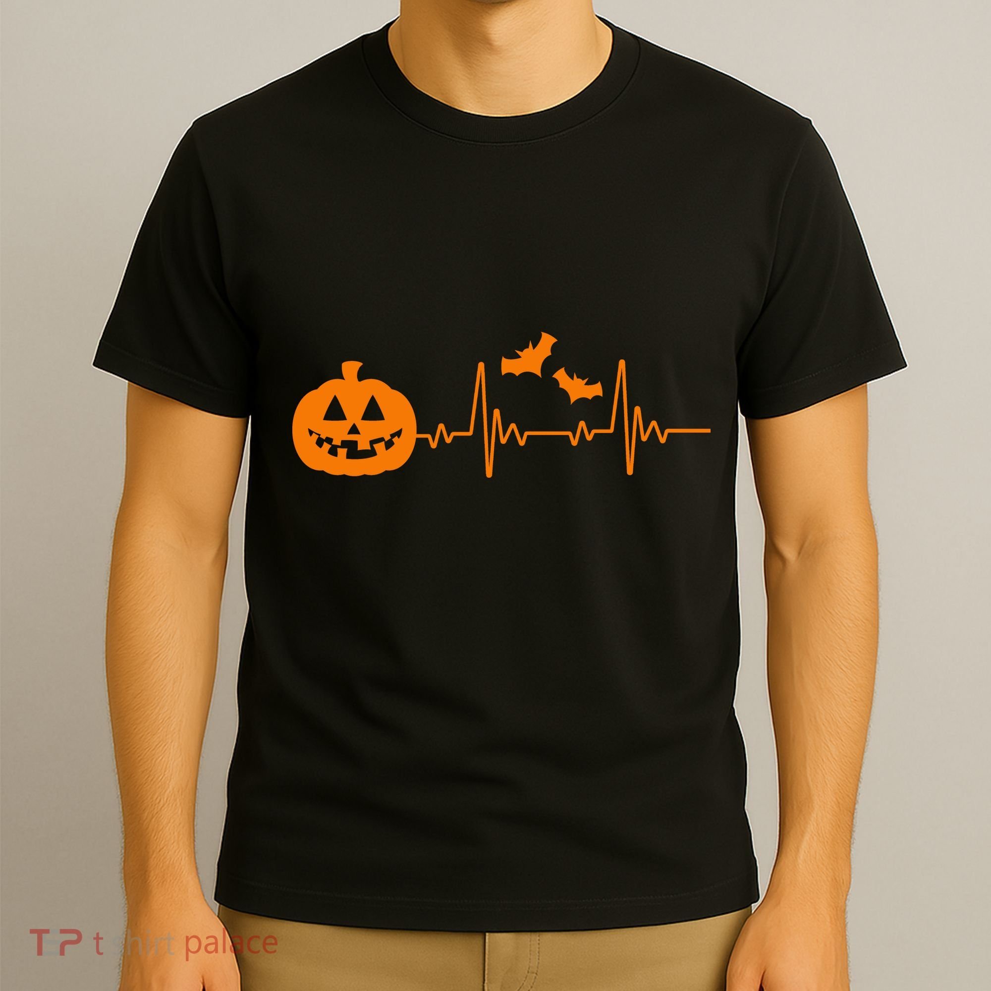 Halloween Pumpkin Heartbeat Pulse T-Shirt