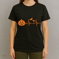 Halloween Pumpkin Heartbeat Pulse T-Shirt thumb 4