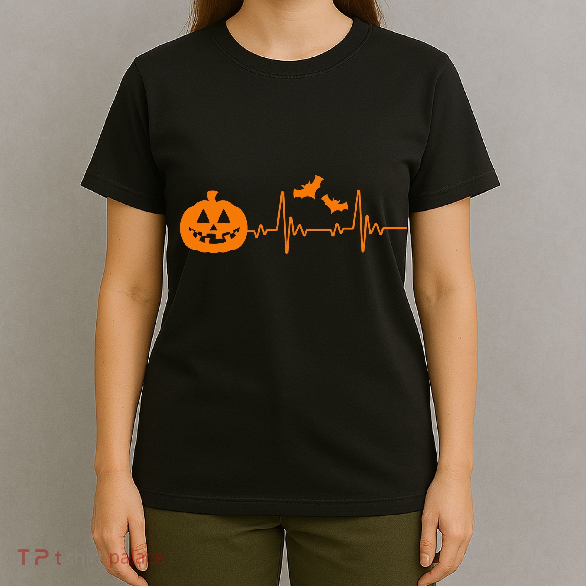 Halloween Pumpkin Heartbeat Pulse T-Shirt