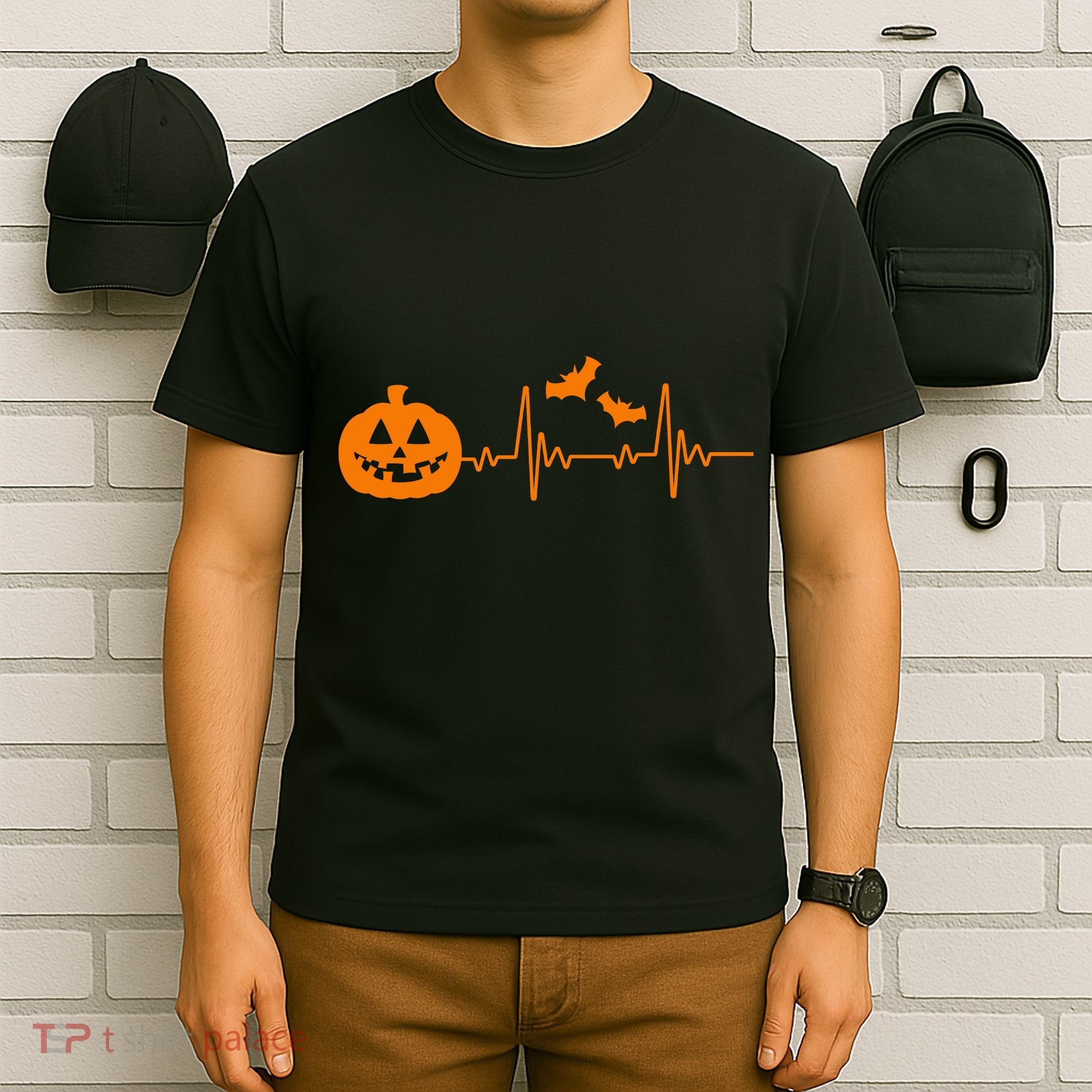 Halloween Pumpkin Heartbeat Pulse T-Shirt