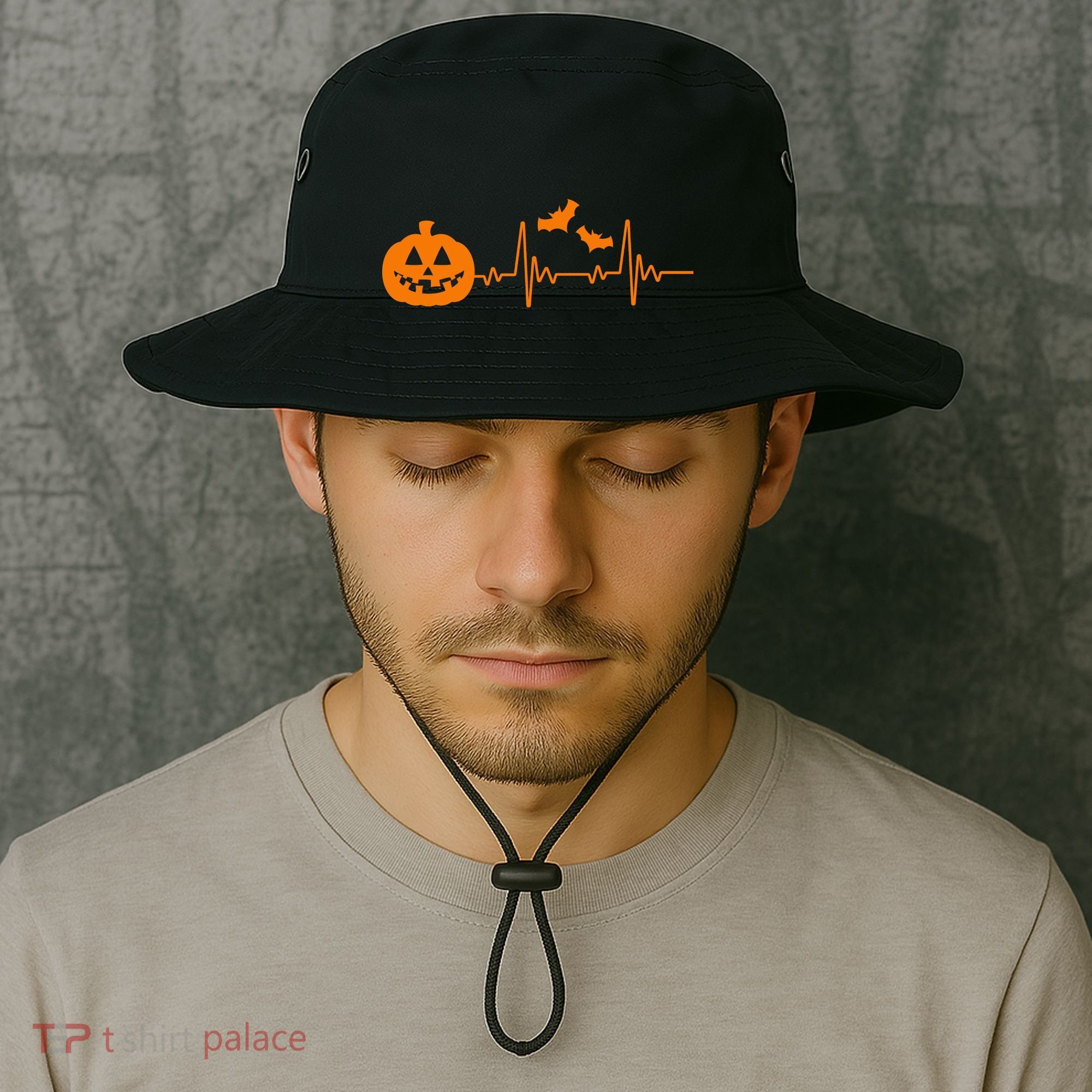 Halloween Pumpkin Heartbeat Pulse Bucket Hat