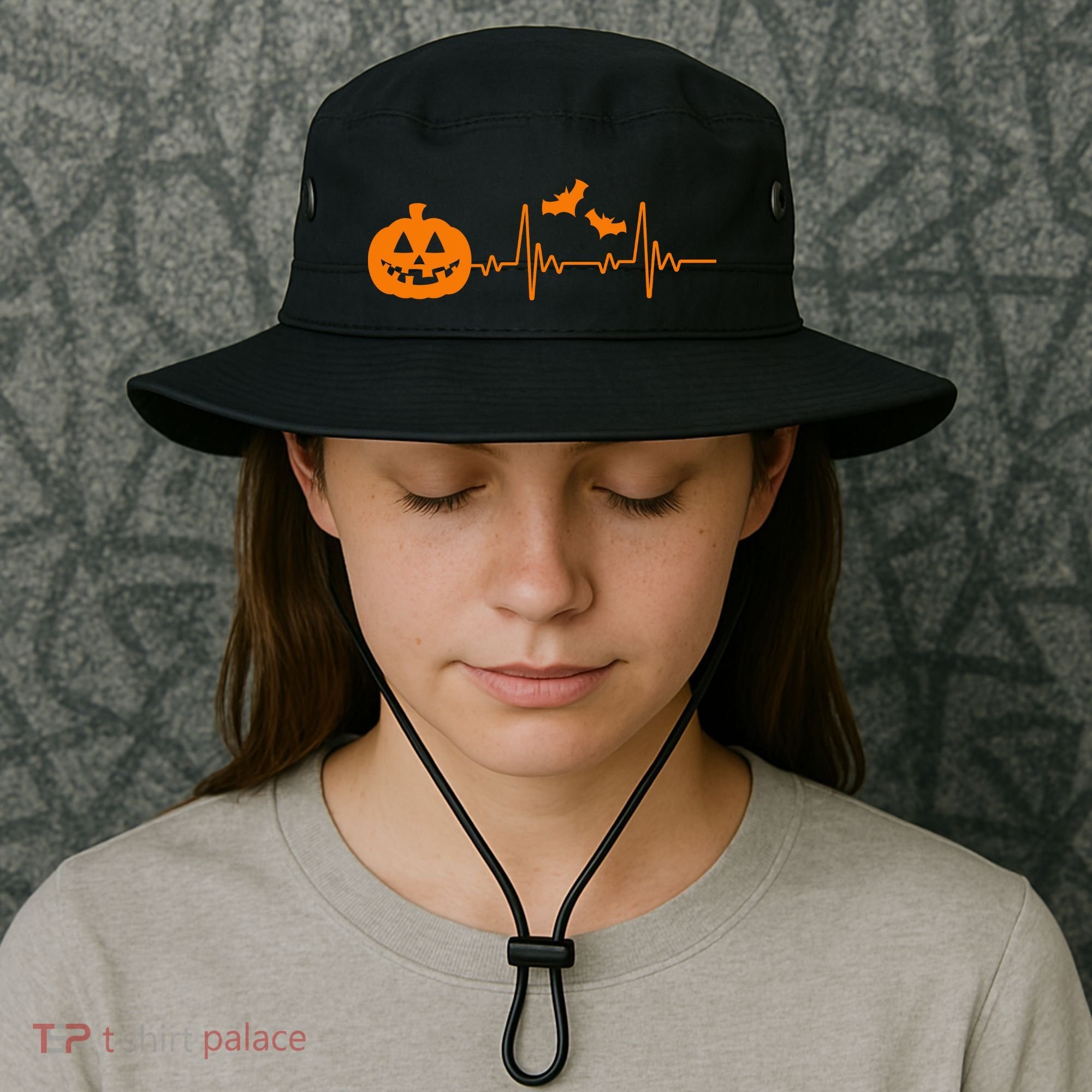 Halloween Pumpkin Heartbeat Pulse Bucket Hat