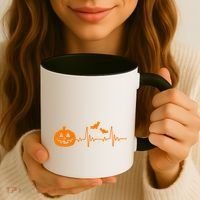Halloween Pumpkin Heartbeat Pulse Coffee Mug thumb 3