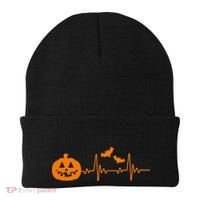 Halloween Pumpkin Heartbeat Pulse Beanie thumb 0