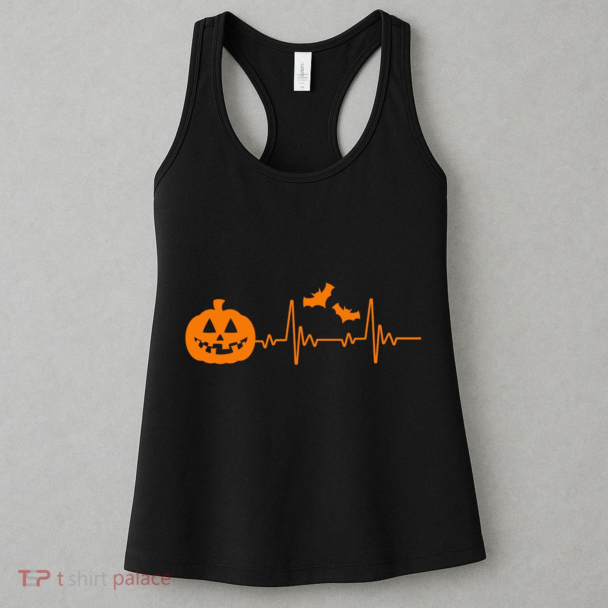 Halloween Pumpkin Heartbeat Pulse Women's Tank Top