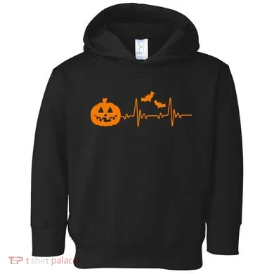 Halloween Pumpkin Heartbeat Pulse Toddler Hoodie