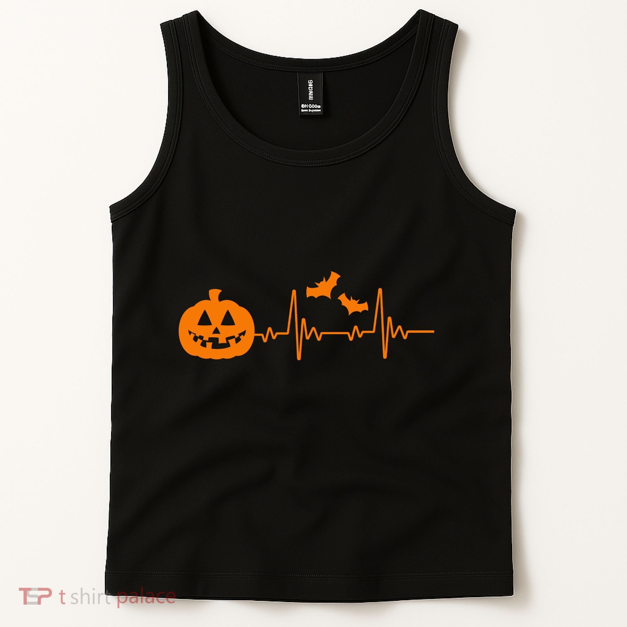 Halloween Pumpkin Heartbeat Pulse Tank Top