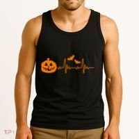Halloween Pumpkin Heartbeat Pulse Tank Top thumb 3