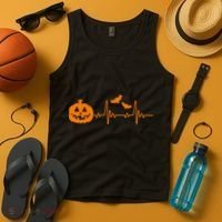Halloween Pumpkin Heartbeat Pulse Tank Top thumb 4