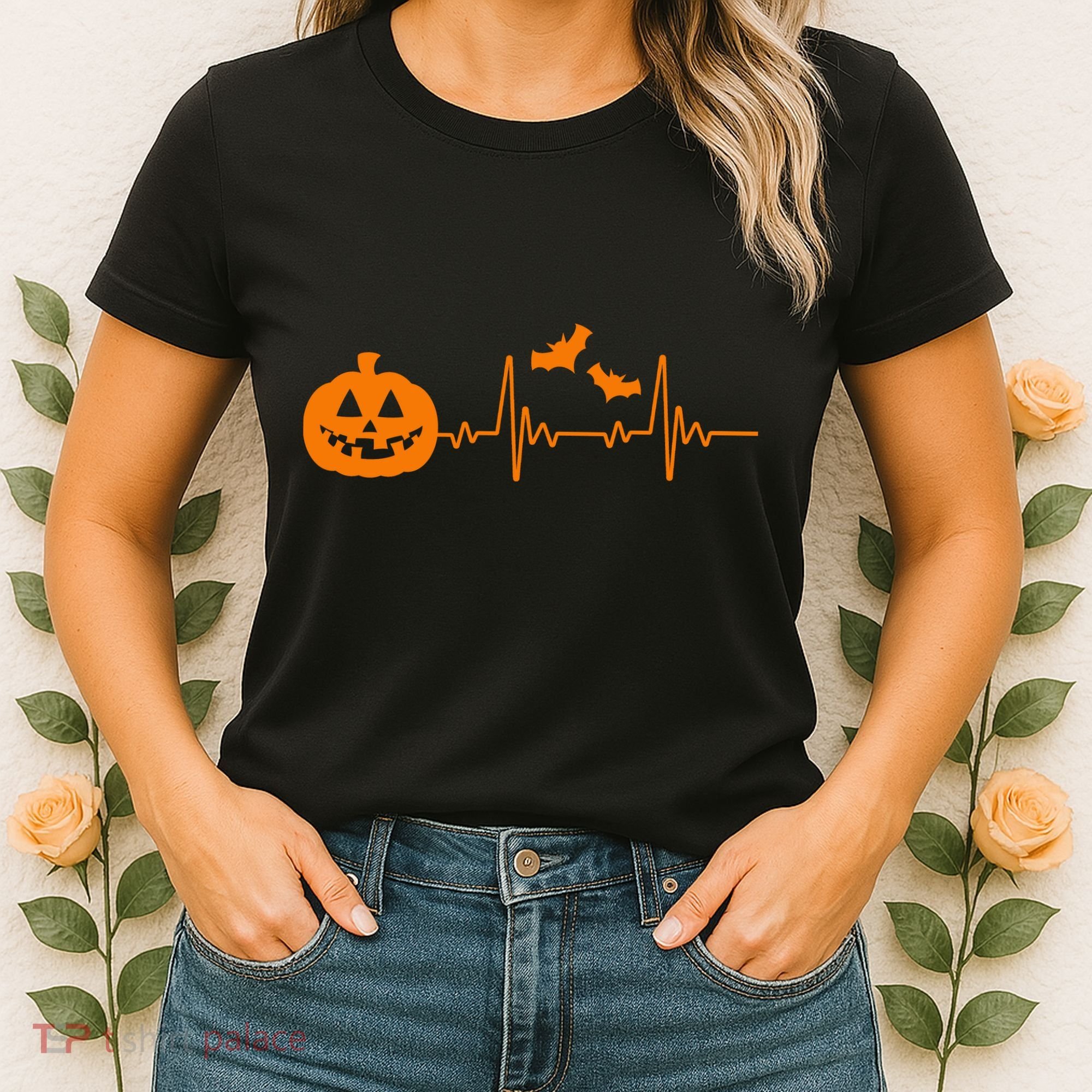 Halloween Pumpkin Heartbeat Pulse Women's T-Shirt