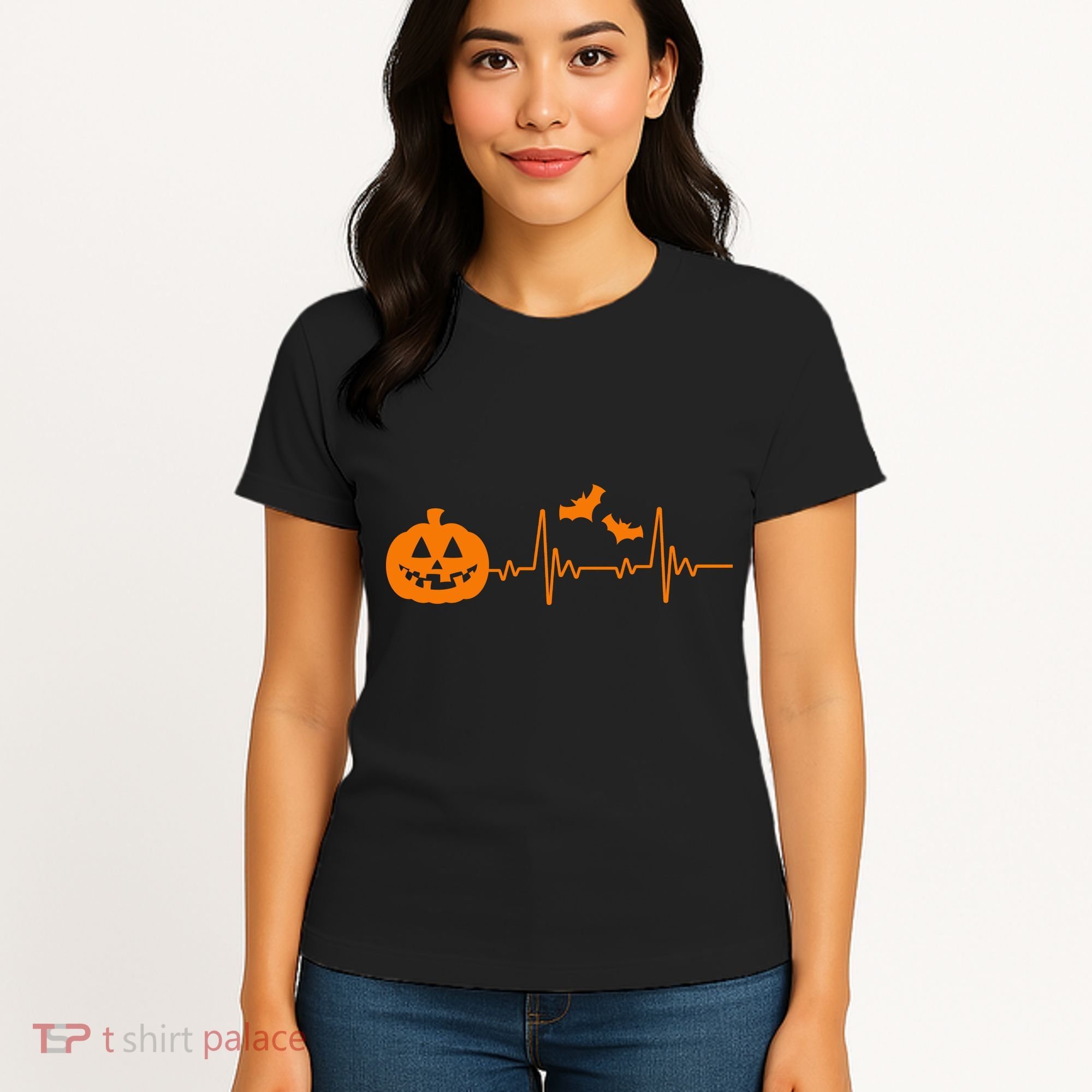 Halloween Pumpkin Heartbeat Pulse Women's T-Shirt