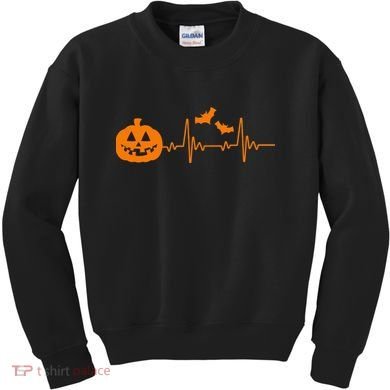 Halloween Pumpkin Heartbeat Pulse Kids Sweatshirt