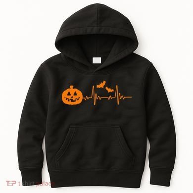 Halloween Pumpkin Heartbeat Pulse Kids Hoodie