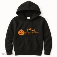 Halloween Pumpkin Heartbeat Pulse Kids Hoodie thumb 0