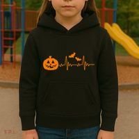 Halloween Pumpkin Heartbeat Pulse Kids Hoodie thumb 3