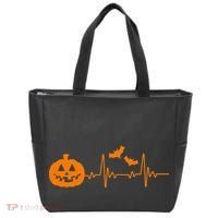 Halloween Pumpkin Heartbeat Pulse Tote Bag thumb 0