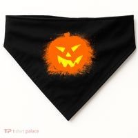 Halloween Pumpkin Jack O Lantern Splatter USA-Made Doggie Bandana thumb 0