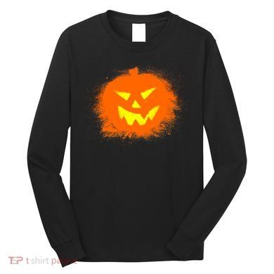 Halloween Pumpkin Jack O Lantern Splatter Long Sleeve Shirt