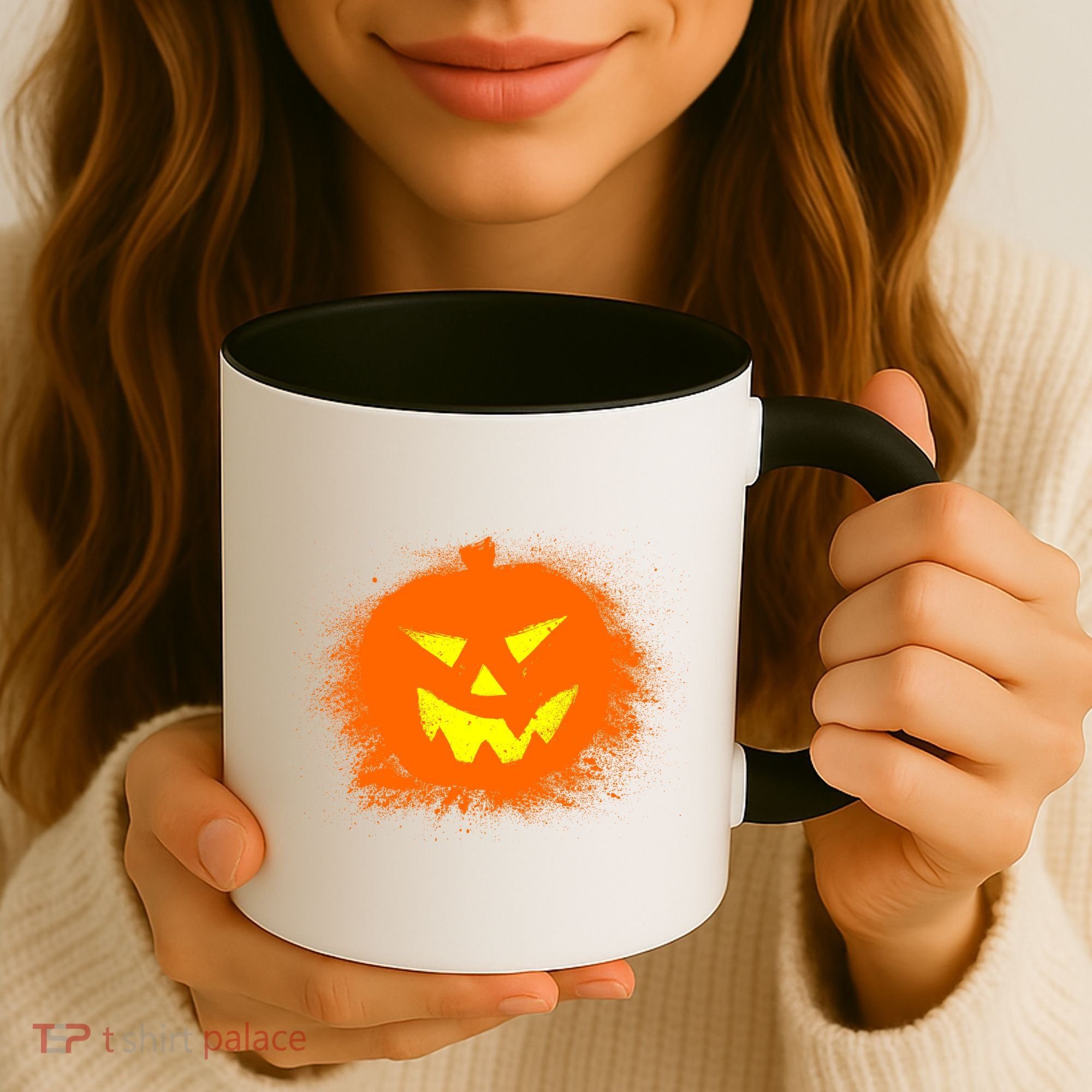 Halloween Pumpkin Jack O Lantern Splatter Coffee Mug