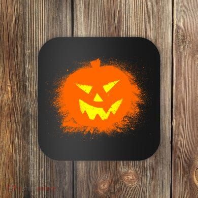 Halloween Pumpkin Jack O Lantern Splatter Coaster