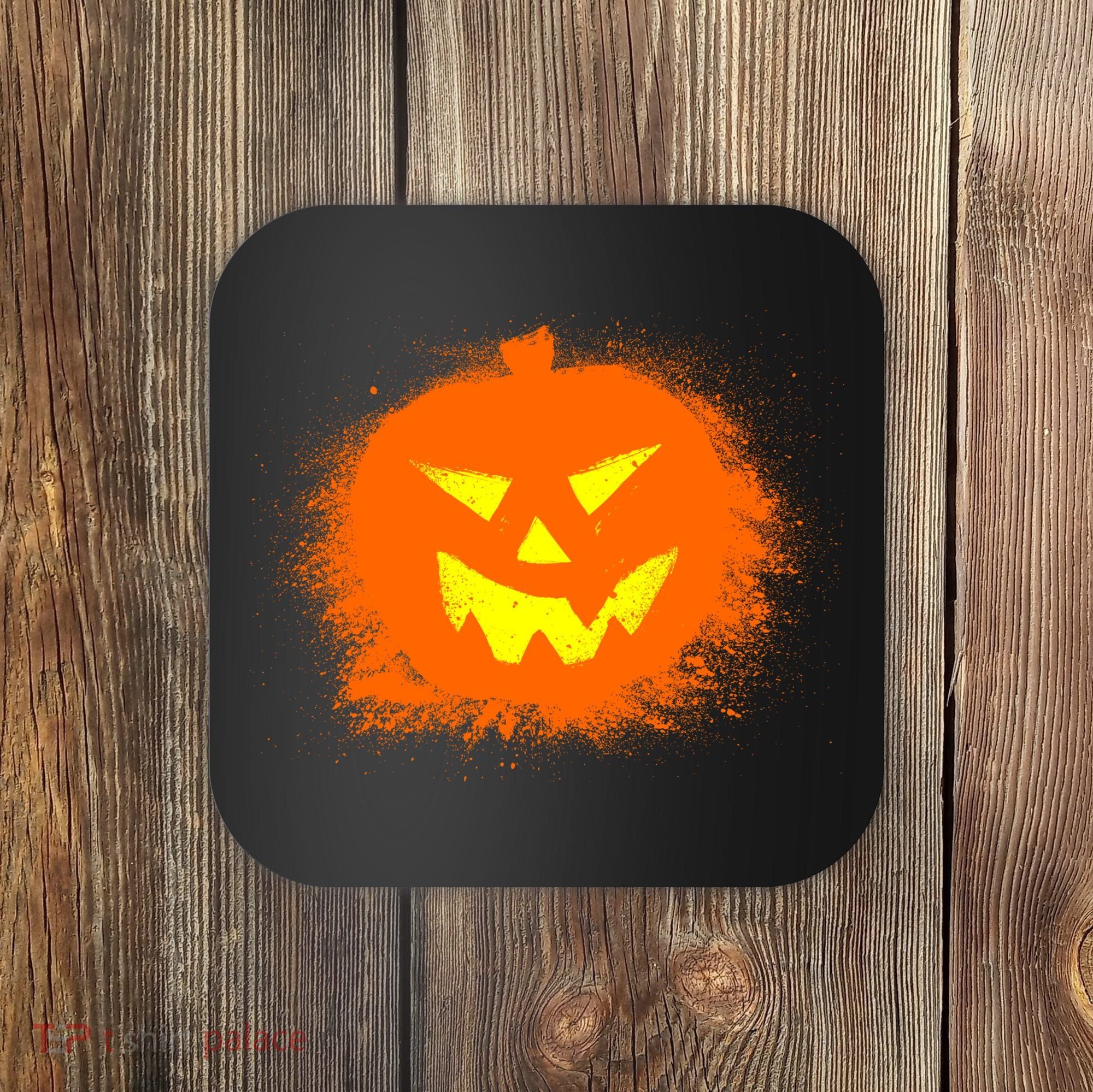Halloween Pumpkin Jack O Lantern Splatter Coaster