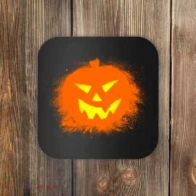 Halloween Pumpkin Jack O Lantern Splatter Coaster