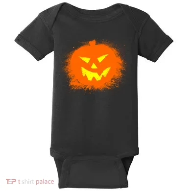 Halloween Pumpkin Jack O Lantern Splatter Baby Bodysuit