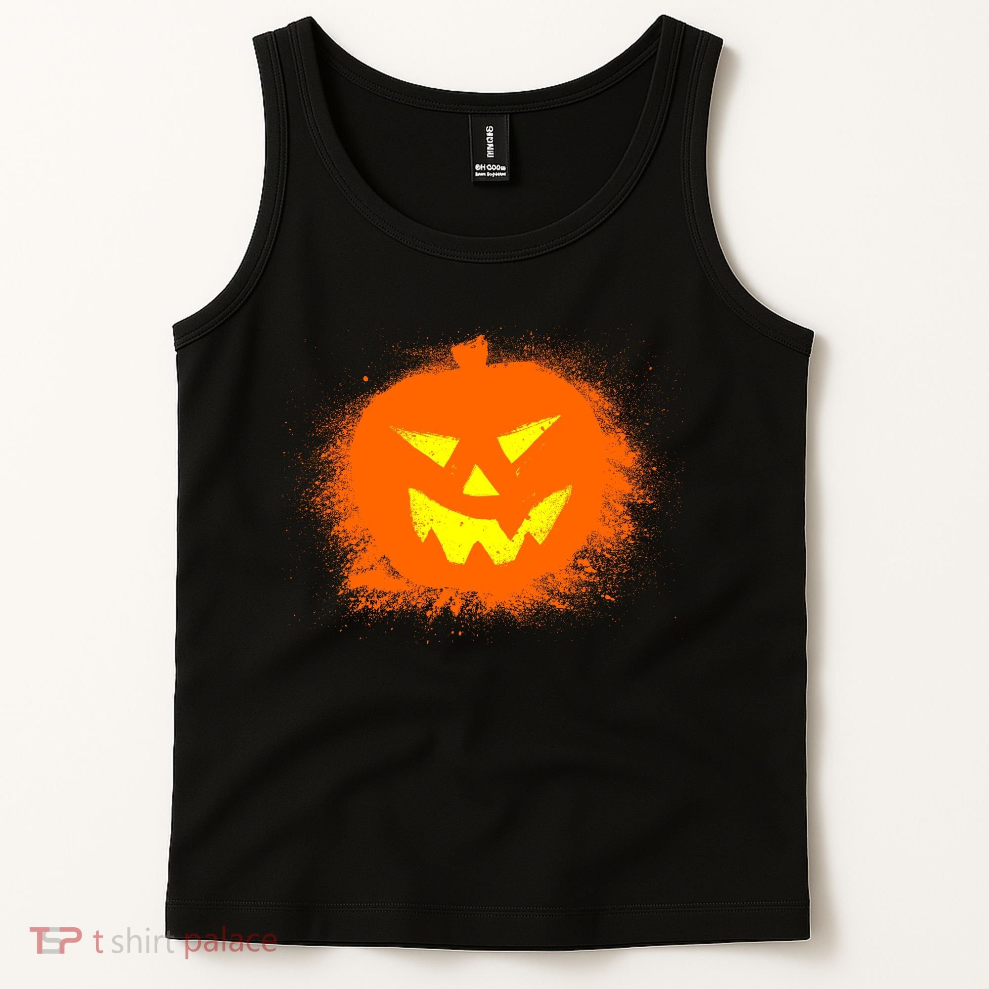 Halloween Pumpkin Jack O Lantern Splatter Tank Top