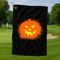 Halloween Pumpkin Jack O Lantern Splatter Golf Towel thumb 1