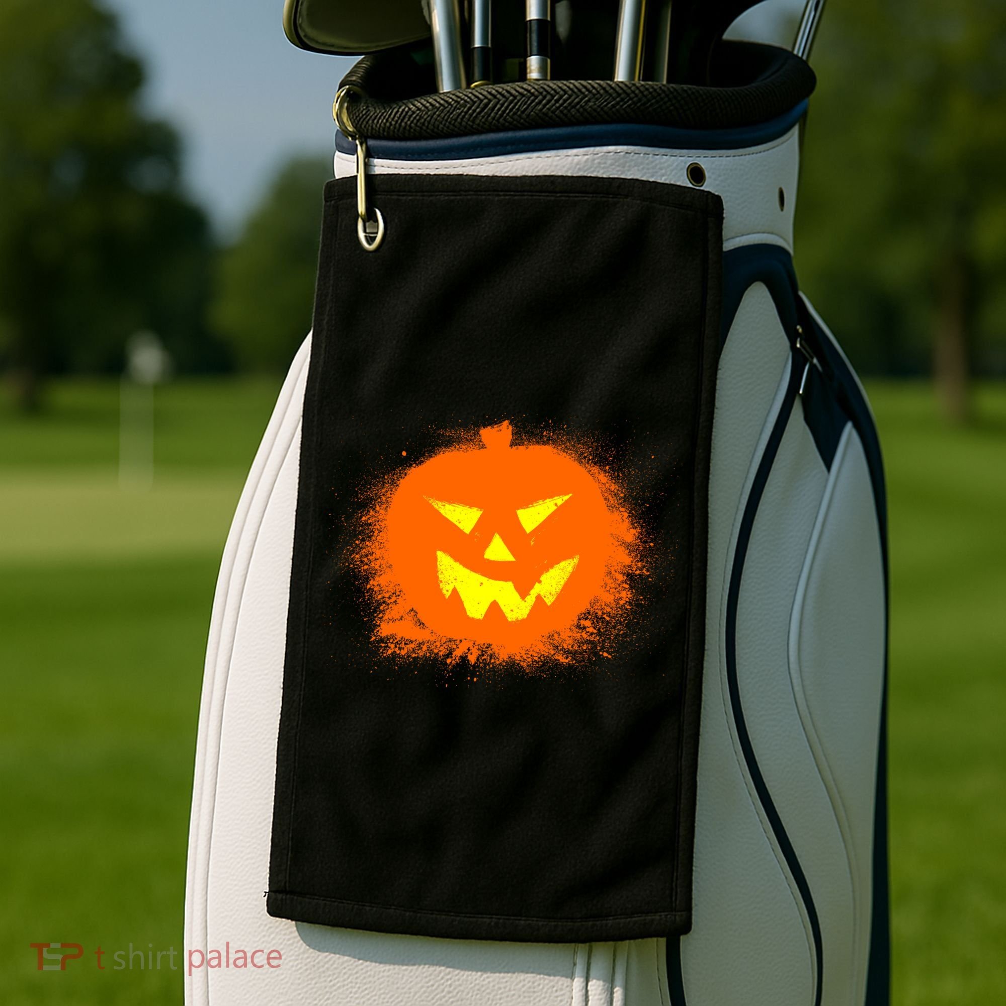 Halloween Pumpkin Jack O Lantern Splatter Golf Towel
