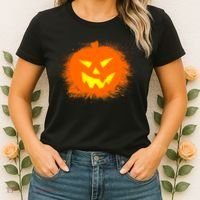 Halloween Pumpkin Jack O Lantern Splatter Women's T-Shirt thumb 2