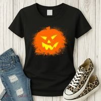 Halloween Pumpkin Jack O Lantern Splatter Women's T-Shirt thumb 3