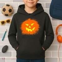 Halloween Pumpkin Jack O Lantern Splatter Kids Hoodie thumb 2