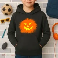 Halloween Pumpkin Jack O Lantern Splatter Kids Hoodie thumb 2