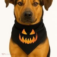 Halloween Pumpkin Jack O'Lantern Face USA-Made Doggie Bandana thumb 1