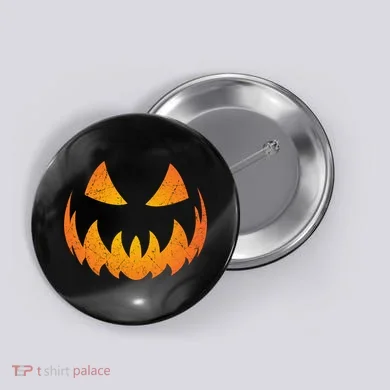 Halloween Pumpkin Jack O'Lantern Face Button