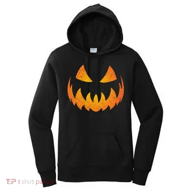 Halloween Pumpkin Jack O'Lantern Face Women's Hoodie