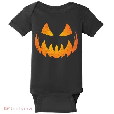 Halloween Pumpkin Jack O'Lantern Face Baby Bodysuit
