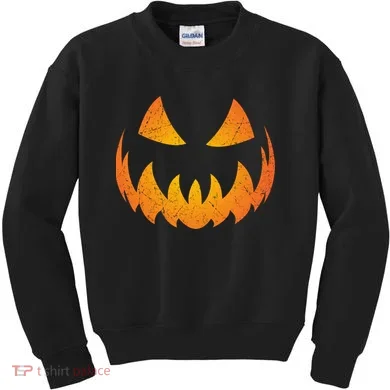 Halloween Pumpkin Jack O'Lantern Face Kids Sweatshirt