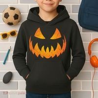 Halloween Pumpkin Jack O'Lantern Face Kids Hoodie thumb 2