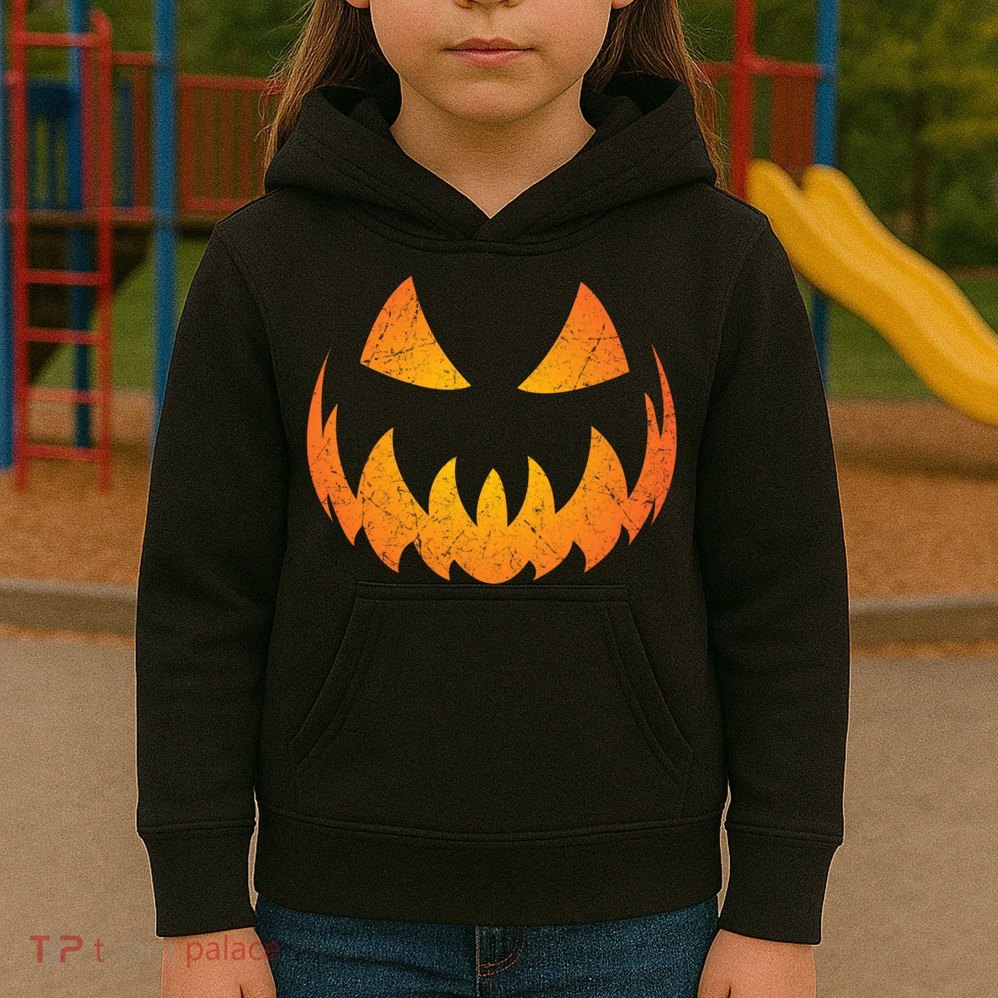 Halloween Pumpkin Jack O'Lantern Face Kids Hoodie