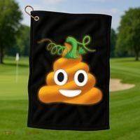 Halloween Pumpkin Poop Emoji Golf Towel thumb 1