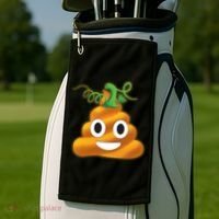 Halloween Pumpkin Poop Emoji Golf Towel thumb 2