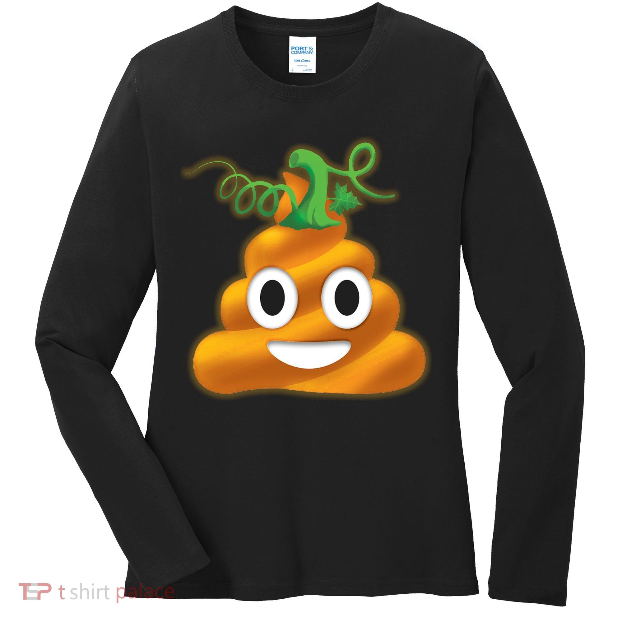Halloween Pumpkin Poop Emoji Women's Long Sleeve Shirt