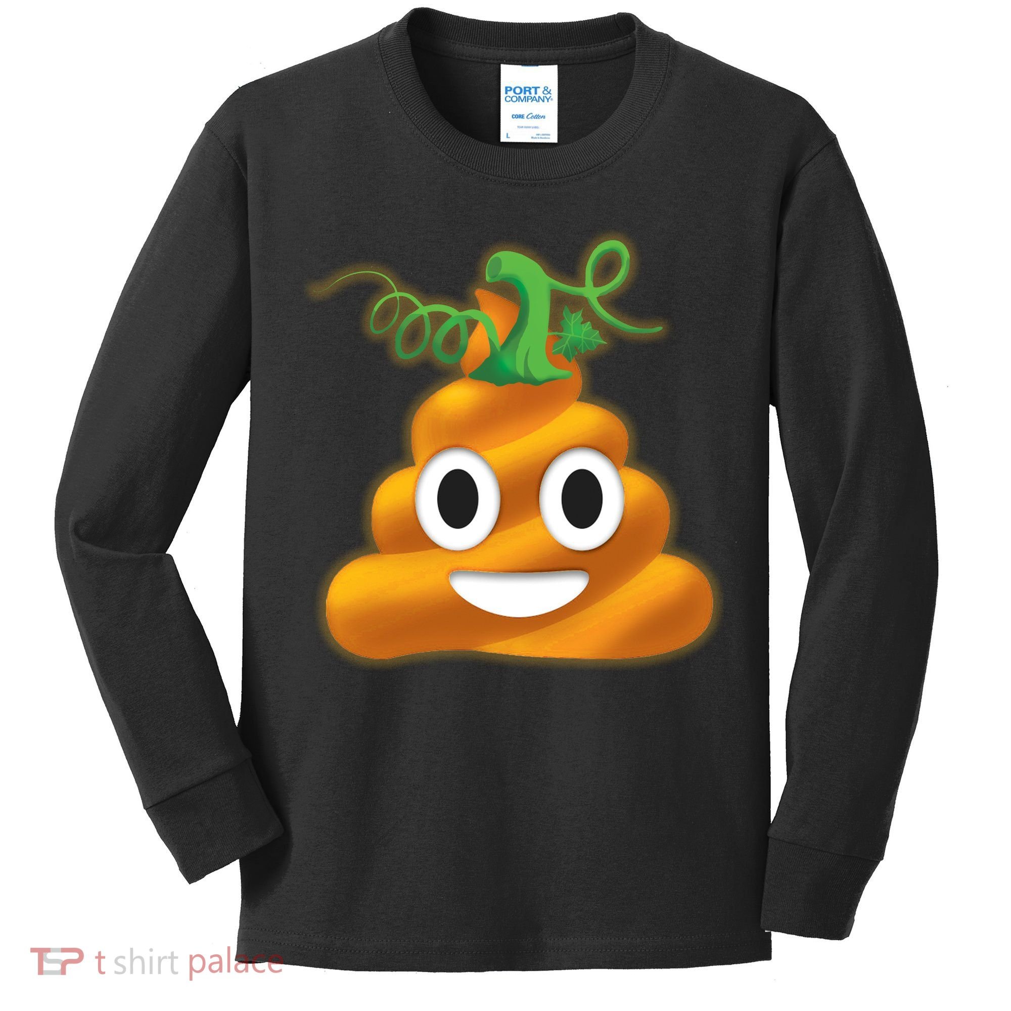 Halloween Pumpkin Poop Emoji Kids Long Sleeve Shirt