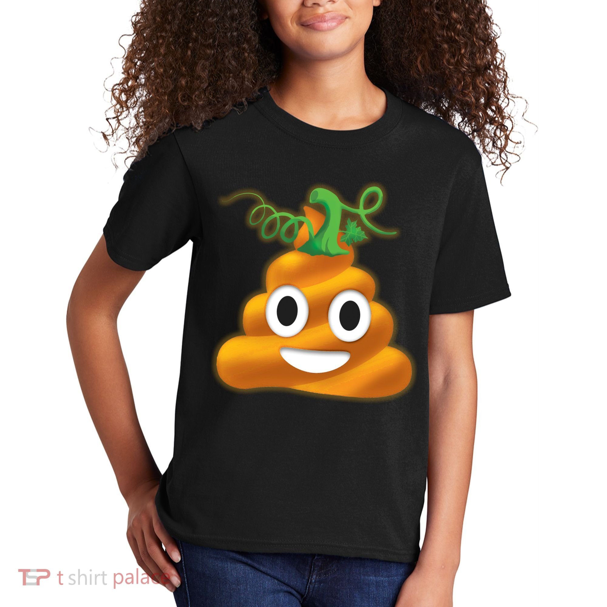 Halloween Pumpkin Poop Emoji Kids T-Shirt