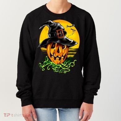 Halloween Pumpkin Wearing Witch Hat Women's Sweatshirt
