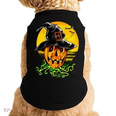 Halloween Pumpkin Wearing Witch Hat Doggie Tank