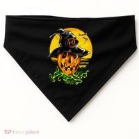 Halloween Pumpkin Wearing Witch Hat USA-Made Doggie Bandana thumb 0